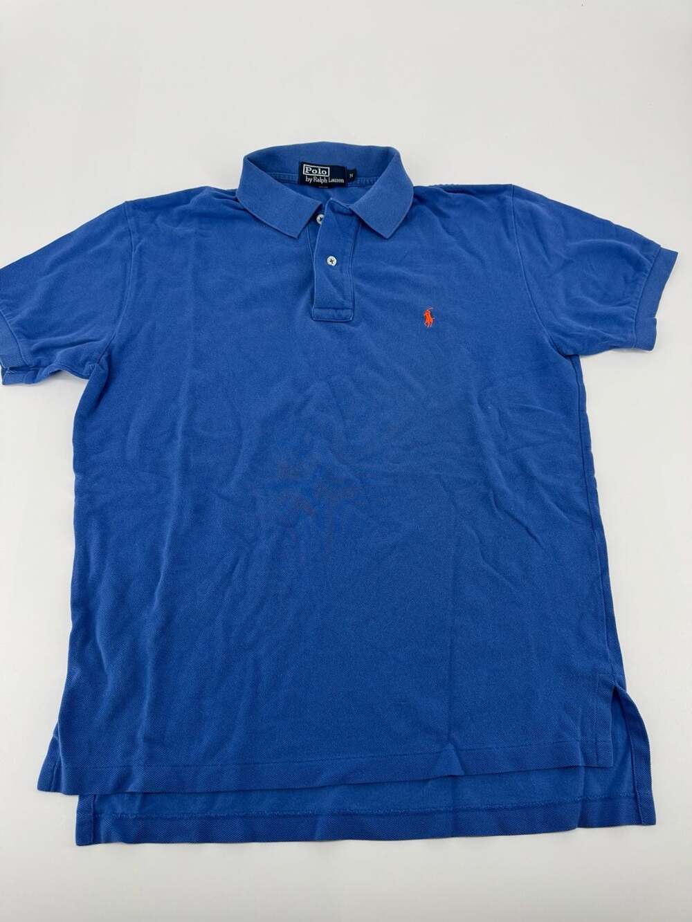 Polo Ralph Lauren Blue Short Sleeve Pique Polo Shirt with Orange Pony  Men's M
